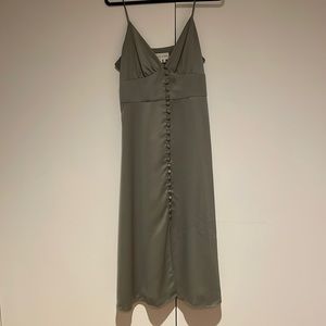 Sachin and Babi midi length olive satin dress. Size 16